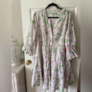 Crown & Ivy Pink and Green Floral Mini Dress